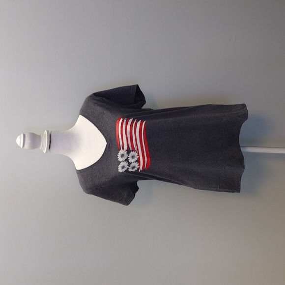 Hanes V Neck T-Shirt with Daisy Flag - Navy Heather (See Description on … - Picture 5 of 16